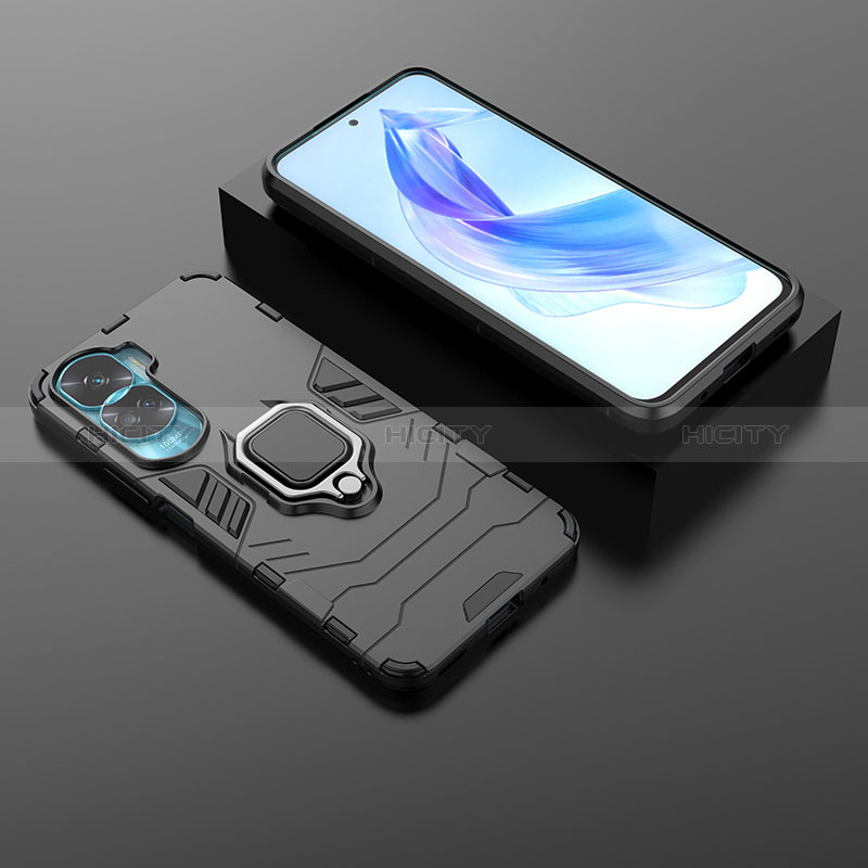 Custodia Silicone e Plastica Opaca Cover con Magnetico Anello Supporto per Huawei Honor 90 Lite 5G
