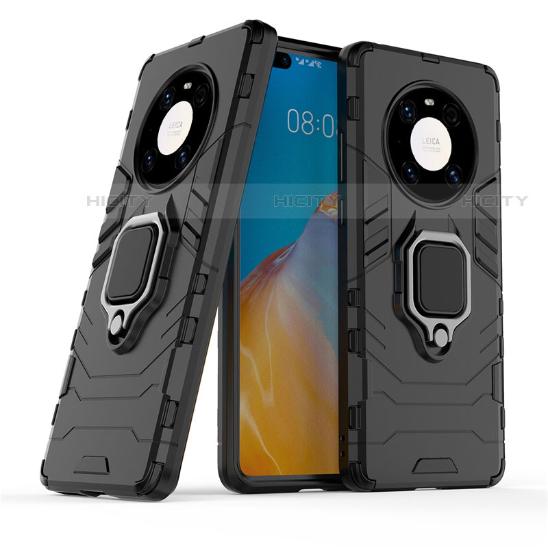 Custodia Silicone e Plastica Opaca Cover con Magnetico Anello Supporto per Huawei Mate 40 Pro