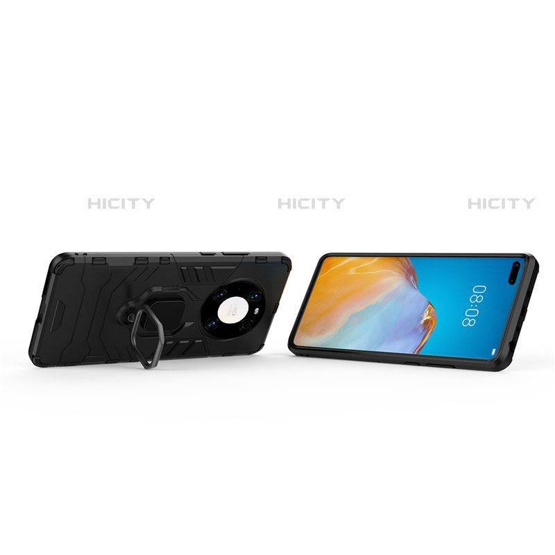 Custodia Silicone e Plastica Opaca Cover con Magnetico Anello Supporto per Huawei Mate 40 Pro