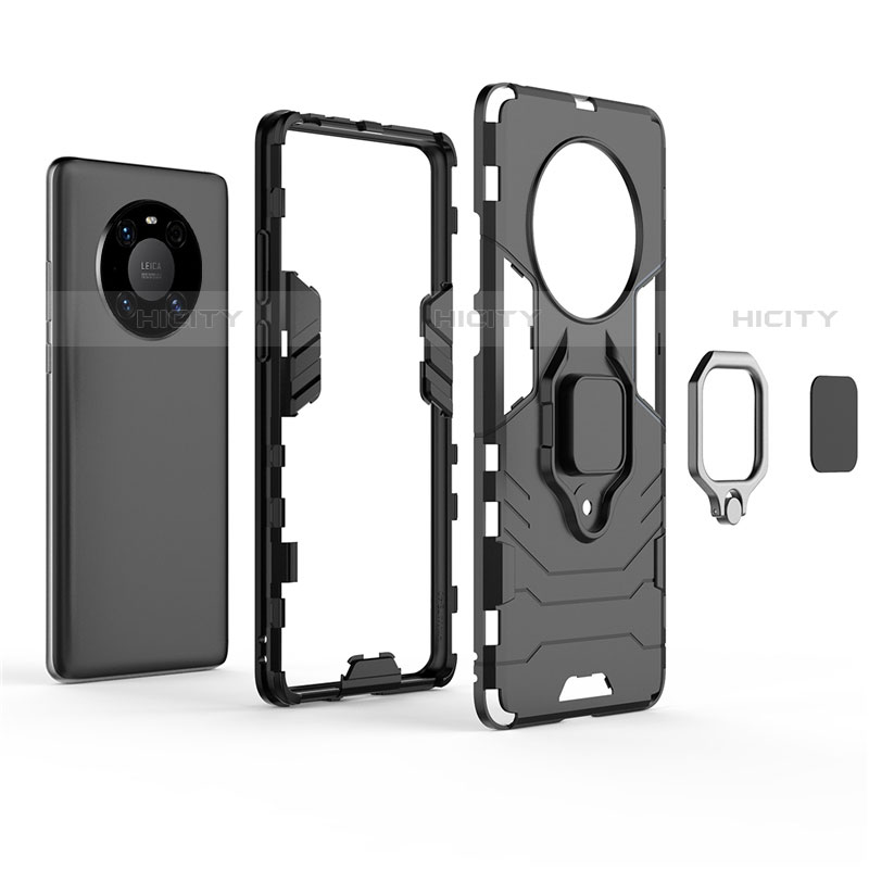 Custodia Silicone e Plastica Opaca Cover con Magnetico Anello Supporto per Huawei Mate 40 Pro