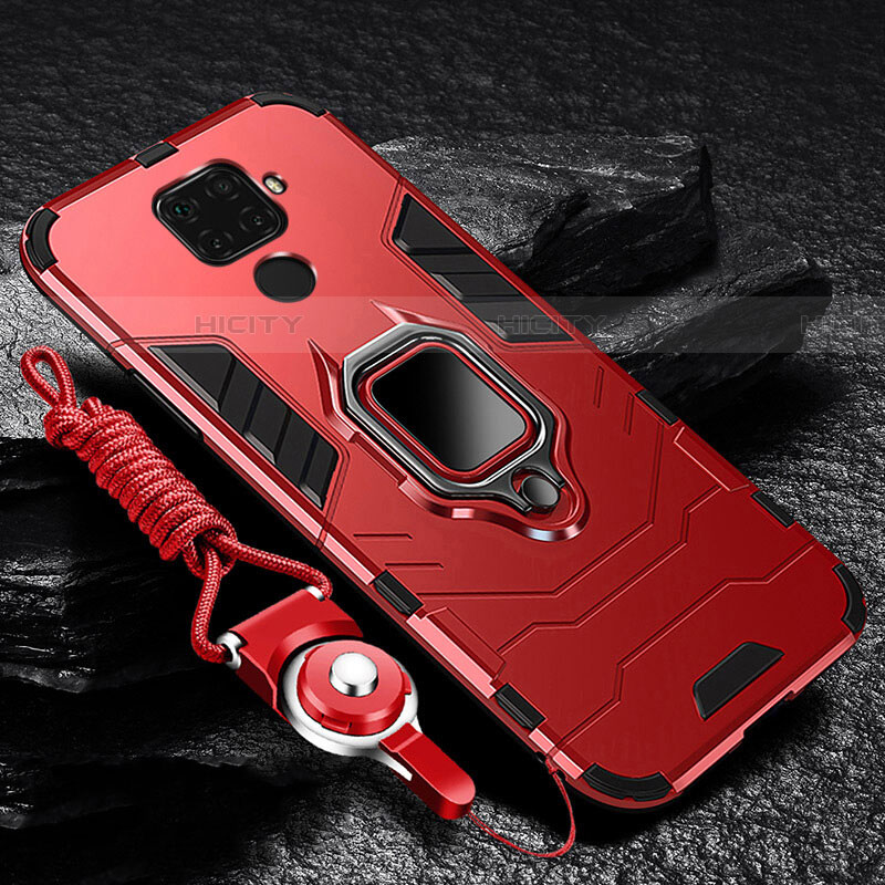 Custodia Silicone e Plastica Opaca Cover con Magnetico Anello Supporto per Huawei Nova 5z Rosso