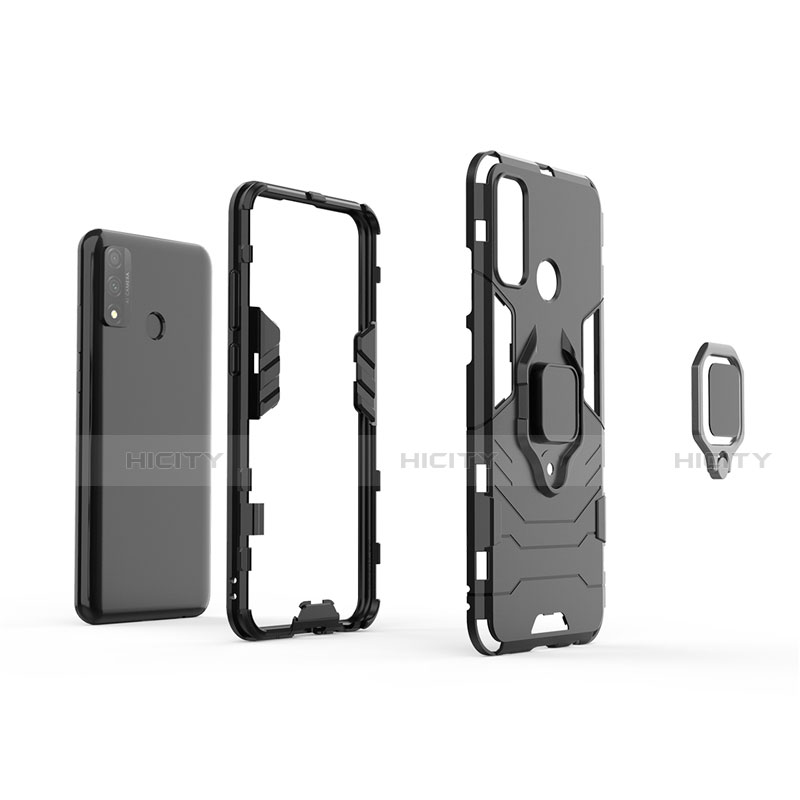 Custodia Silicone e Plastica Opaca Cover con Magnetico Anello Supporto per Huawei P Smart (2020)