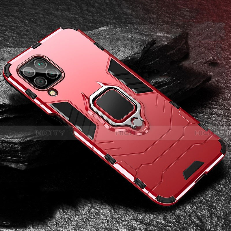 Custodia Silicone e Plastica Opaca Cover con Magnetico Anello Supporto per Huawei P40 Lite Rosso