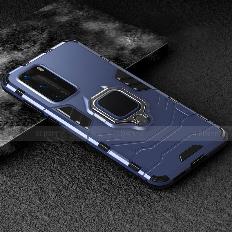 Custodia Silicone e Plastica Opaca Cover con Magnetico Anello Supporto per Huawei P40 Pro