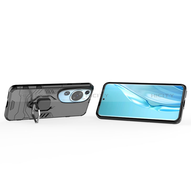 Custodia Silicone e Plastica Opaca Cover con Magnetico Anello Supporto per Huawei P60 Art