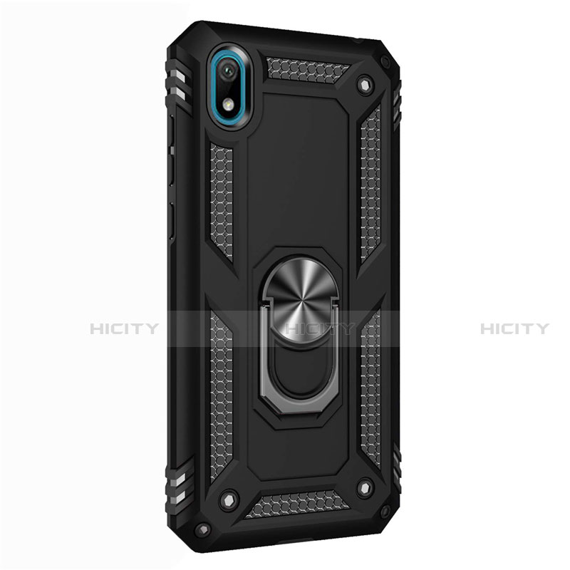 Custodia Silicone e Plastica Opaca Cover con Magnetico Anello Supporto per Huawei Y5 (2019) Nero