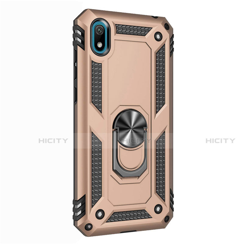 Custodia Silicone e Plastica Opaca Cover con Magnetico Anello Supporto per Huawei Y5 (2019) Oro