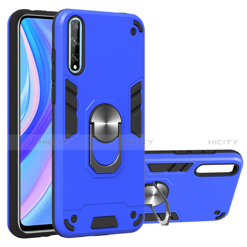 Custodia Silicone e Plastica Opaca Cover con Magnetico Anello Supporto per Huawei Y8p