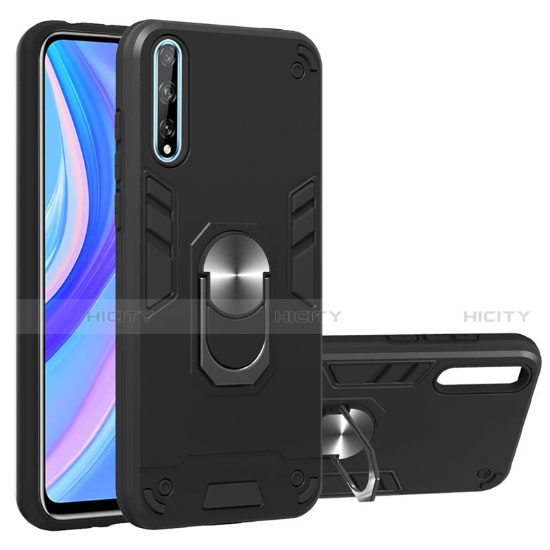 Custodia Silicone e Plastica Opaca Cover con Magnetico Anello Supporto per Huawei Y8p