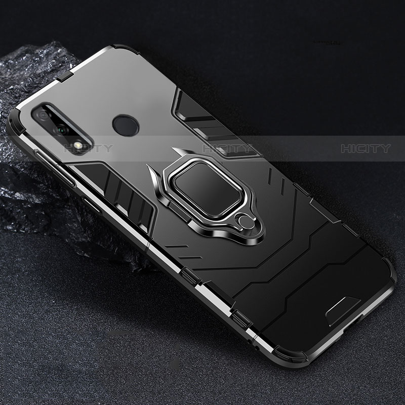 Custodia Silicone e Plastica Opaca Cover con Magnetico Anello Supporto per Huawei Y8s Nero