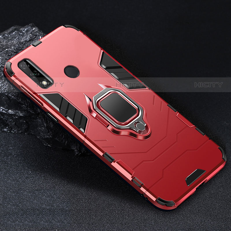 Custodia Silicone e Plastica Opaca Cover con Magnetico Anello Supporto per Huawei Y8s Rosso