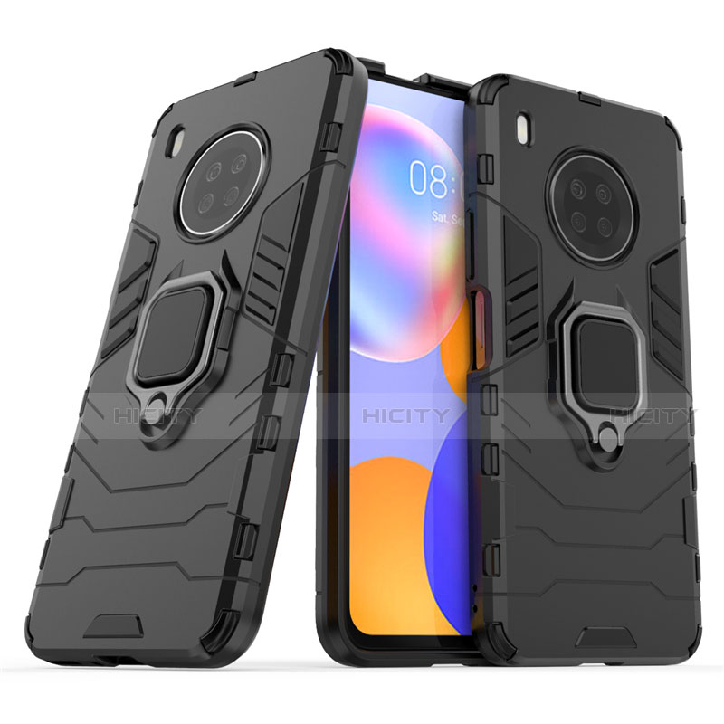 Custodia Silicone e Plastica Opaca Cover con Magnetico Anello Supporto per Huawei Y9a