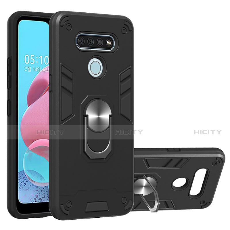 Custodia Silicone e Plastica Opaca Cover con Magnetico Anello Supporto per LG K51