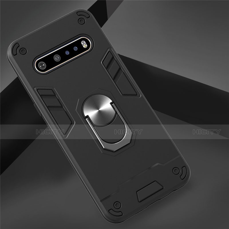 Custodia Silicone e Plastica Opaca Cover con Magnetico Anello Supporto per LG V60 ThinQ 5G