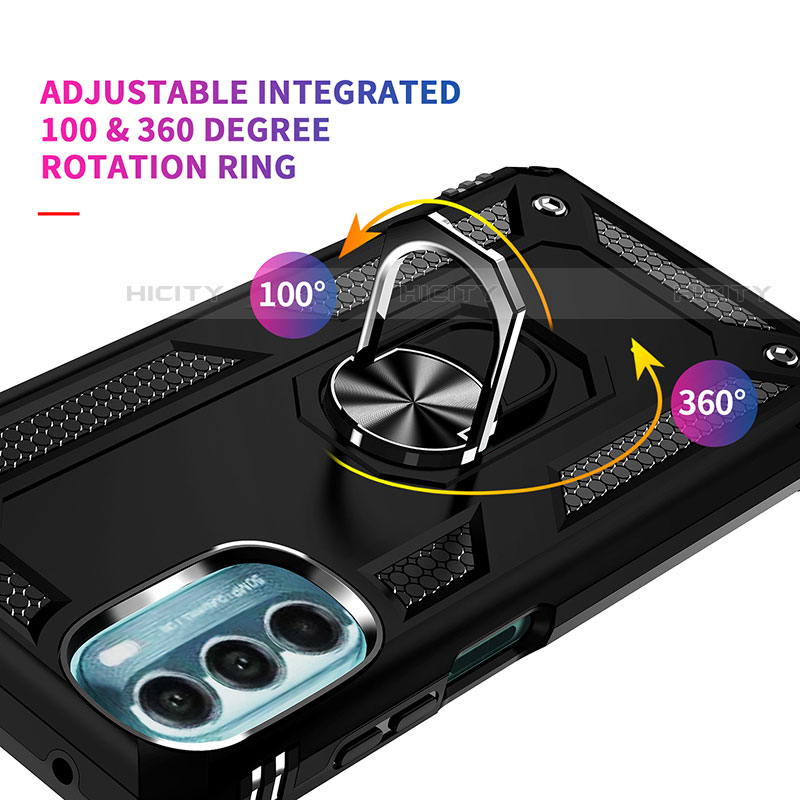 Custodia Silicone e Plastica Opaca Cover con Magnetico Anello Supporto per Motorola Moto G 5G (2022)