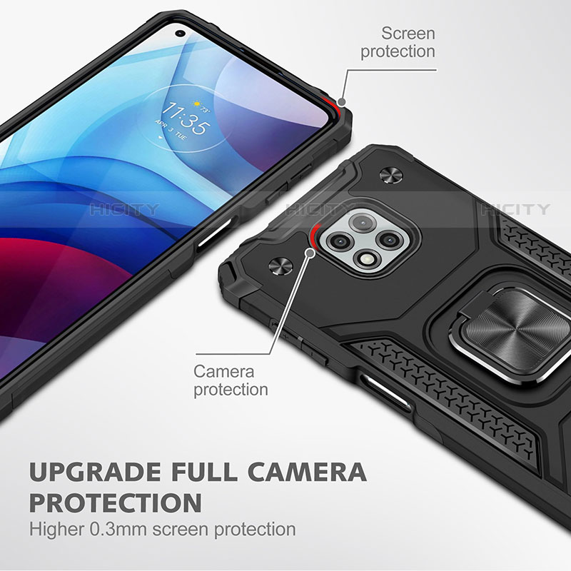 Custodia Silicone e Plastica Opaca Cover con Magnetico Anello Supporto per Motorola Moto G Power (2021)