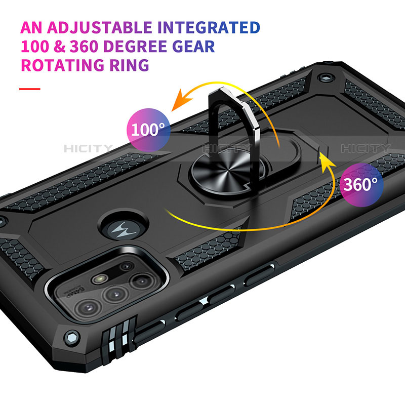 Custodia Silicone e Plastica Opaca Cover con Magnetico Anello Supporto per Motorola Moto G10