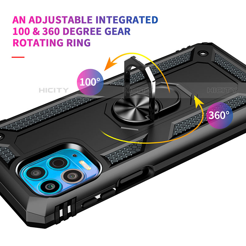 Custodia Silicone e Plastica Opaca Cover con Magnetico Anello Supporto per Motorola Moto G100 5G