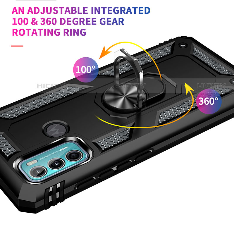Custodia Silicone e Plastica Opaca Cover con Magnetico Anello Supporto per Motorola Moto G40 Fusion
