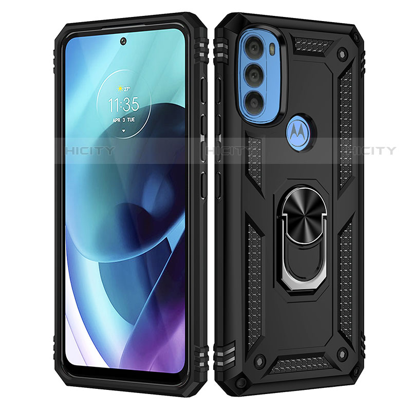 Custodia Silicone e Plastica Opaca Cover con Magnetico Anello Supporto per Motorola Moto G71 5G