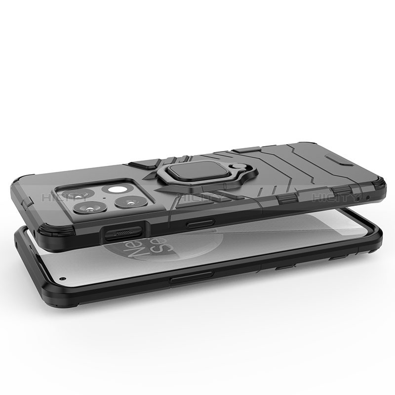 Custodia Silicone e Plastica Opaca Cover con Magnetico Anello Supporto per OnePlus 10 Pro 5G