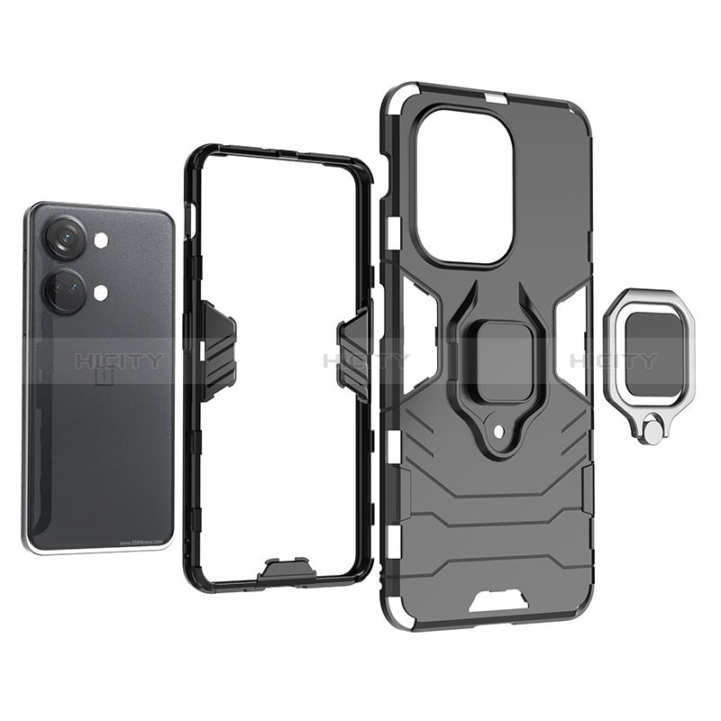 Custodia Silicone e Plastica Opaca Cover con Magnetico Anello Supporto per OnePlus Nord 3 5G
