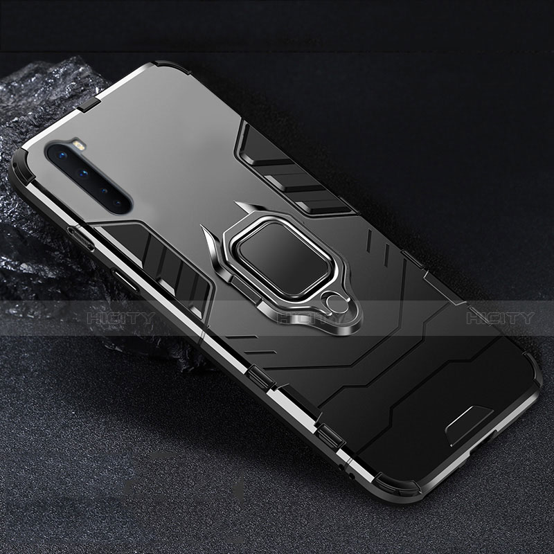 Custodia Silicone e Plastica Opaca Cover con Magnetico Anello Supporto per OnePlus Nord