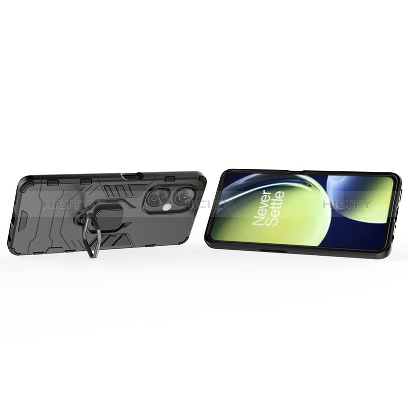 Custodia Silicone e Plastica Opaca Cover con Magnetico Anello Supporto per OnePlus Nord CE 3 5G