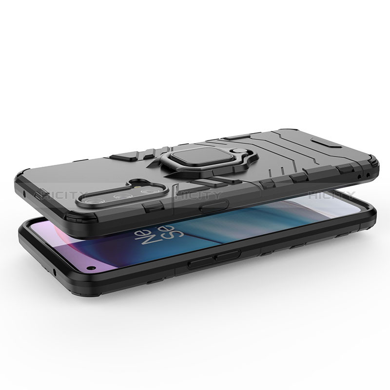 Custodia Silicone e Plastica Opaca Cover con Magnetico Anello Supporto per OnePlus Nord CE 5G