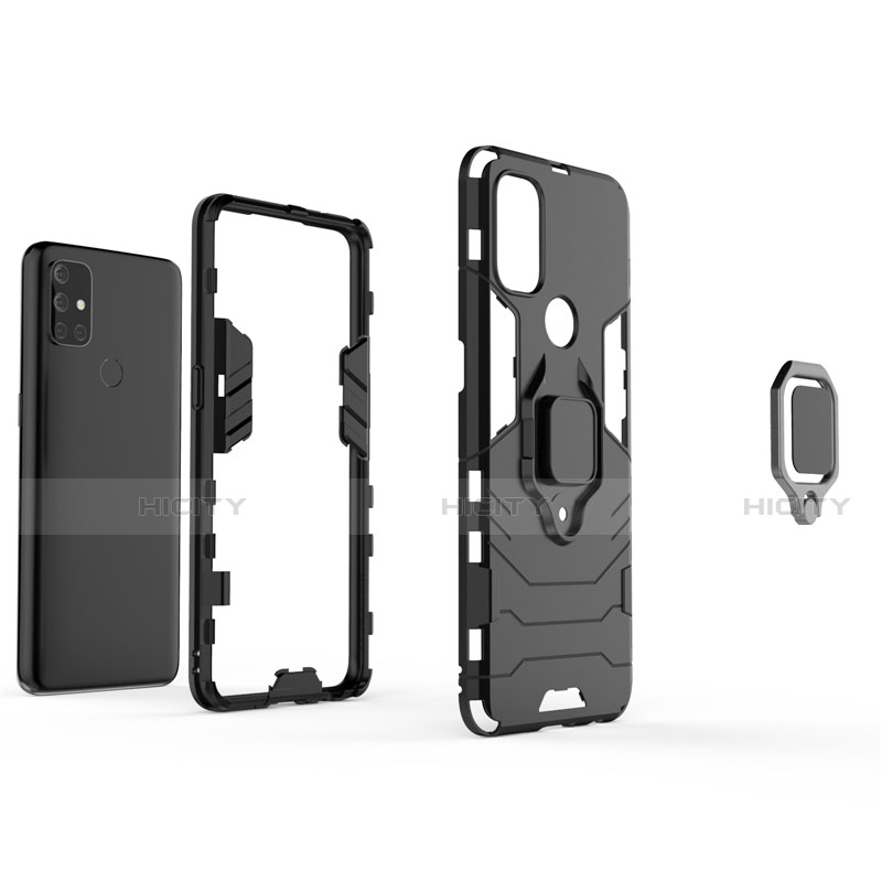 Custodia Silicone e Plastica Opaca Cover con Magnetico Anello Supporto per OnePlus Nord N10 5G