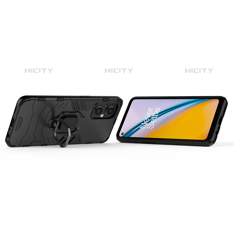 Custodia Silicone e Plastica Opaca Cover con Magnetico Anello Supporto per OnePlus Nord N20 5G