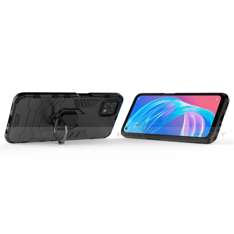 Custodia Silicone e Plastica Opaca Cover con Magnetico Anello Supporto per Oppo A72 5G