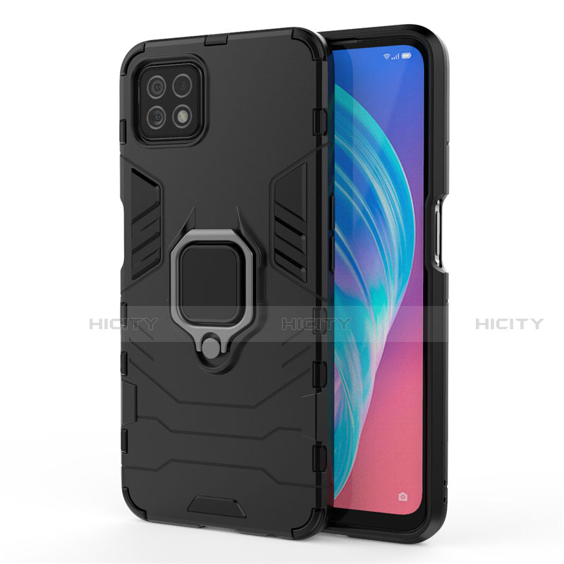 Custodia Silicone e Plastica Opaca Cover con Magnetico Anello Supporto per Oppo A72 5G Nero