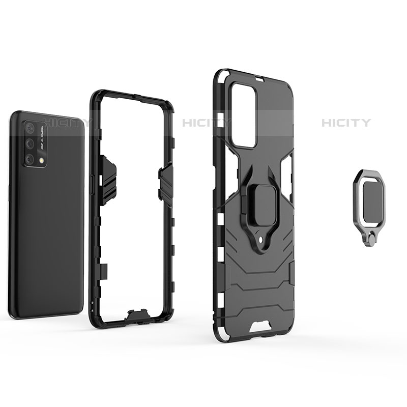 Custodia Silicone e Plastica Opaca Cover con Magnetico Anello Supporto per Oppo A74 4G