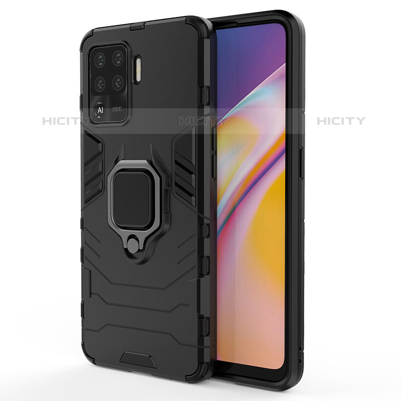 Custodia Silicone e Plastica Opaca Cover con Magnetico Anello Supporto per Oppo A94 4G Nero