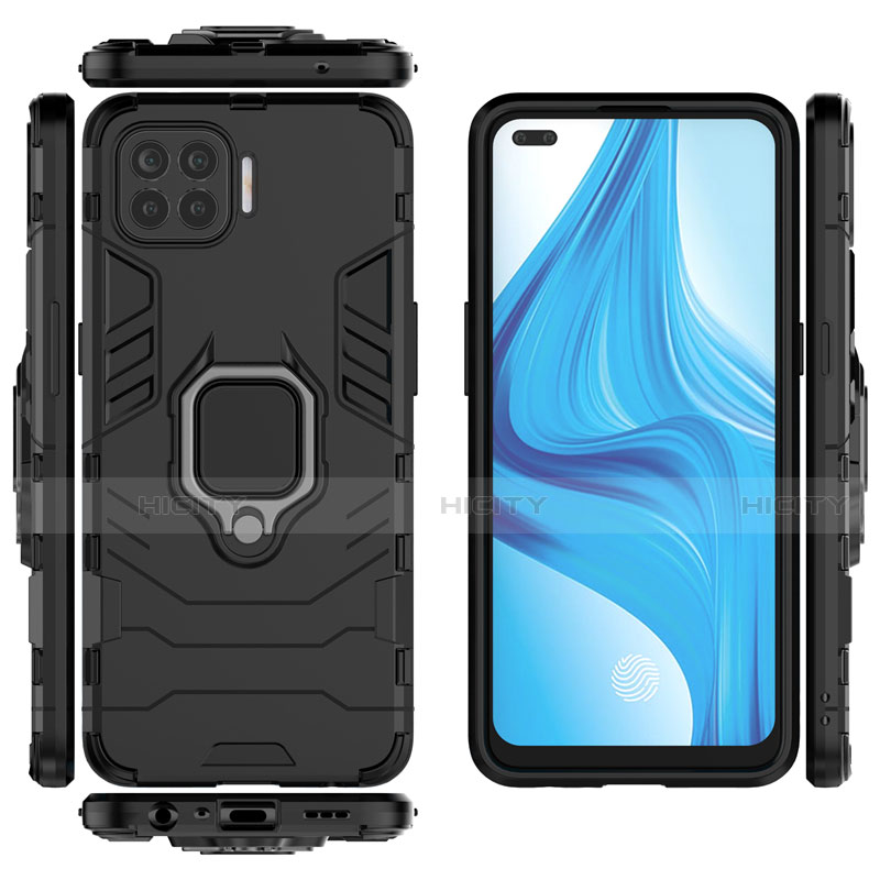 Custodia Silicone e Plastica Opaca Cover con Magnetico Anello Supporto per Oppo F17 Pro