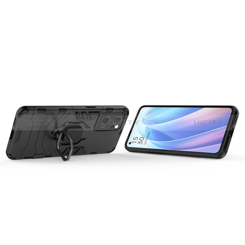 Custodia Silicone e Plastica Opaca Cover con Magnetico Anello Supporto per Oppo Find X5 Lite 5G