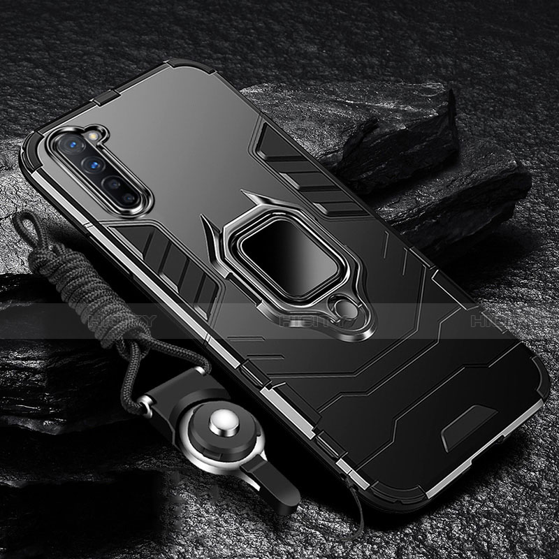 Custodia Silicone e Plastica Opaca Cover con Magnetico Anello Supporto per Oppo K7 5G Nero