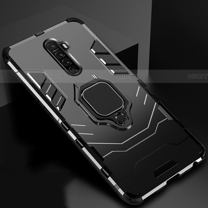 Custodia Silicone e Plastica Opaca Cover con Magnetico Anello Supporto per Oppo Reno Ace