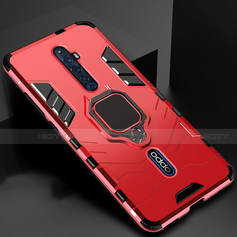 Custodia Silicone e Plastica Opaca Cover con Magnetico Anello Supporto per Oppo Reno2 Z