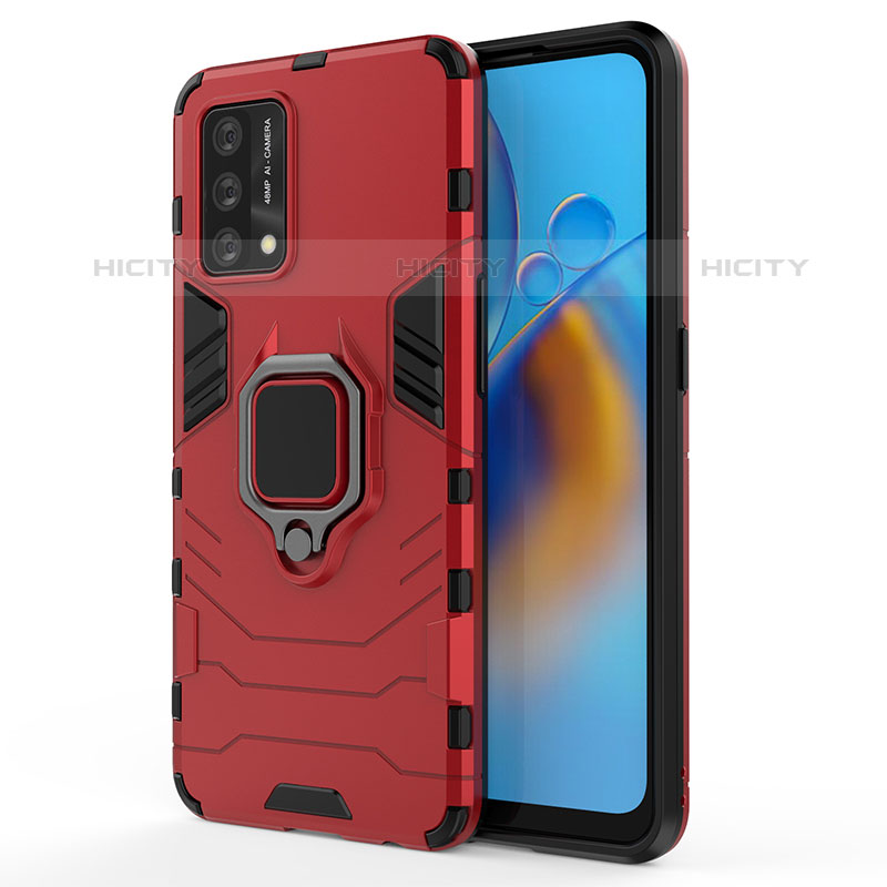 Custodia Silicone e Plastica Opaca Cover con Magnetico Anello Supporto per Oppo Reno6 Lite