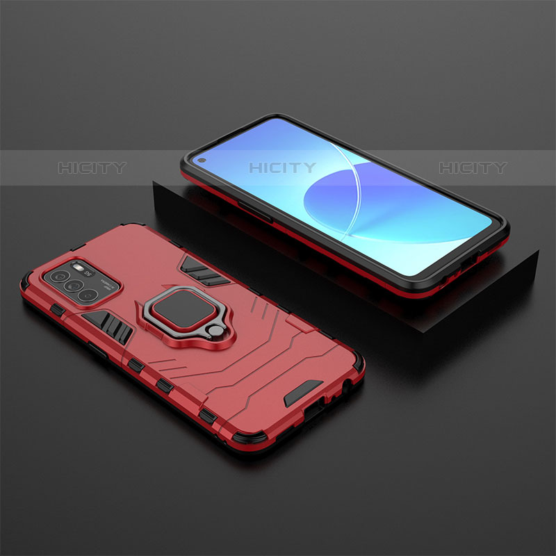 Custodia Silicone e Plastica Opaca Cover con Magnetico Anello Supporto per Oppo Reno6 Z 5G