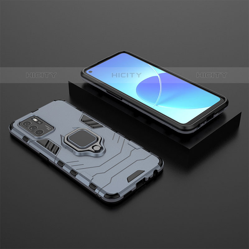 Custodia Silicone e Plastica Opaca Cover con Magnetico Anello Supporto per Oppo Reno6 Z 5G