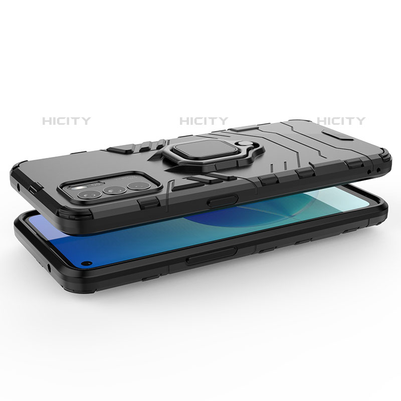 Custodia Silicone e Plastica Opaca Cover con Magnetico Anello Supporto per Oppo Reno6 Z 5G