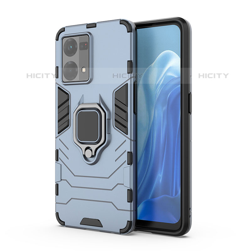 Custodia Silicone e Plastica Opaca Cover con Magnetico Anello Supporto per Oppo Reno7 4G