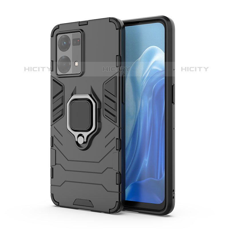 Custodia Silicone e Plastica Opaca Cover con Magnetico Anello Supporto per Oppo Reno8 4G