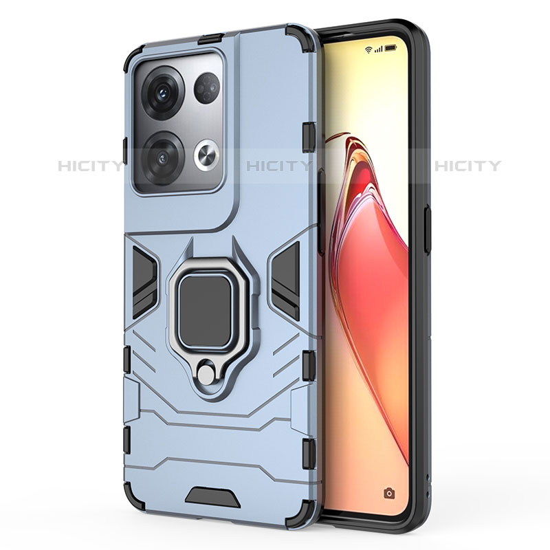 Custodia Silicone e Plastica Opaca Cover con Magnetico Anello Supporto per Oppo Reno8 Pro 5G