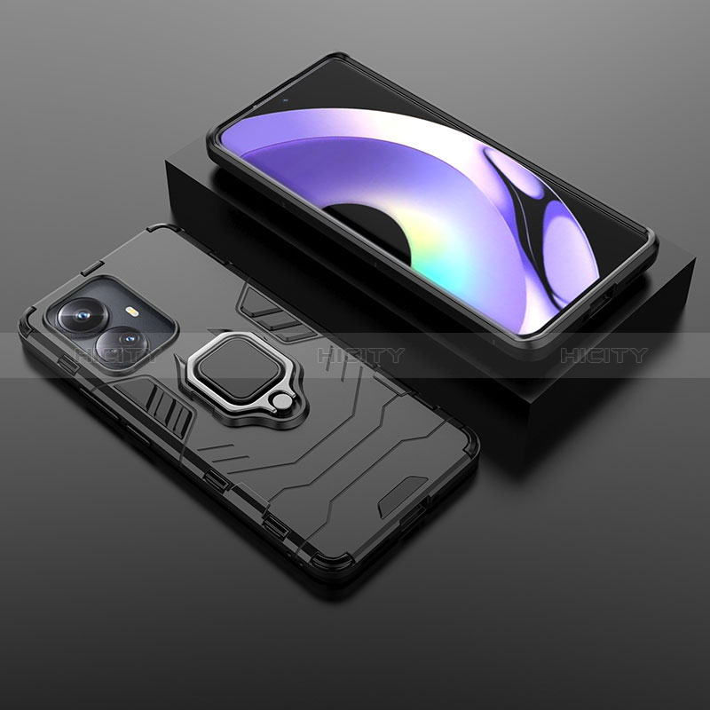 Custodia Silicone e Plastica Opaca Cover con Magnetico Anello Supporto per Realme 10 Pro+ Plus 5G