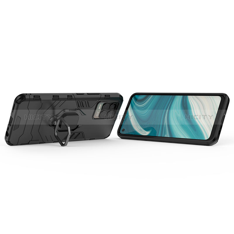 Custodia Silicone e Plastica Opaca Cover con Magnetico Anello Supporto per Realme 8 4G