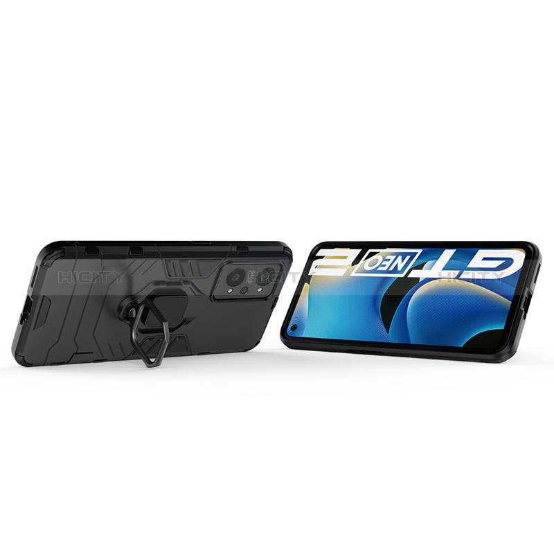 Custodia Silicone e Plastica Opaca Cover con Magnetico Anello Supporto per Realme GT Neo 3T 5G